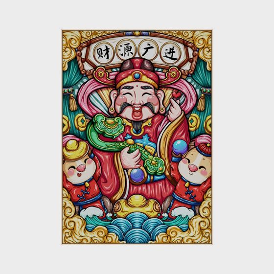 Vibrant Caishen 3D Model for Cultural Artworks