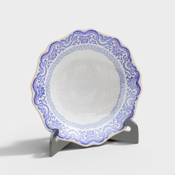 Exquisite Blue Lace Plate 3D Model for Creative Projects