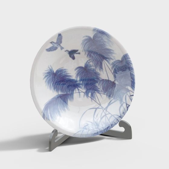 Elegant Tropical Plate 3D model