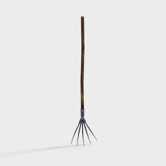 Rustic Wooden Handle Iron Fork 3D model