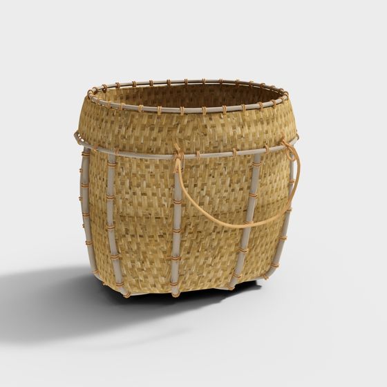 Natural Bamboo Basket 3D model