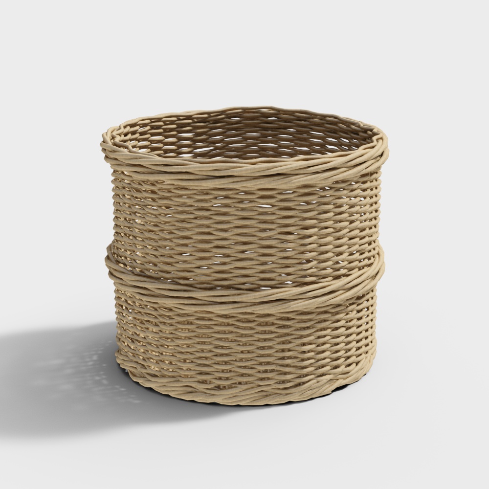 Low-Poly Handwoven Basket 3D Model