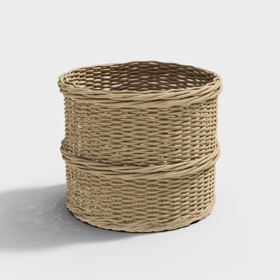 Low-Poly Handwoven Basket 3D Model