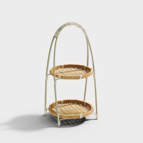 Elegant Bamboo 3-Tier Shelf 3D model for Modern Spaces