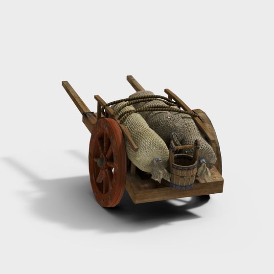 Vintage Wooden Cart 3D model