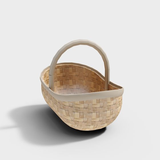 Low-Poly Woven Basket 3D model for Creative Projects