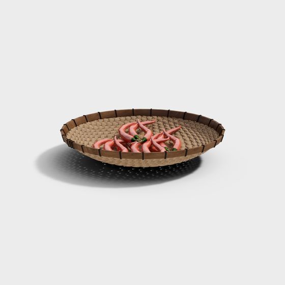 Lifelike Low-Poly Bamboo Basket 3D model