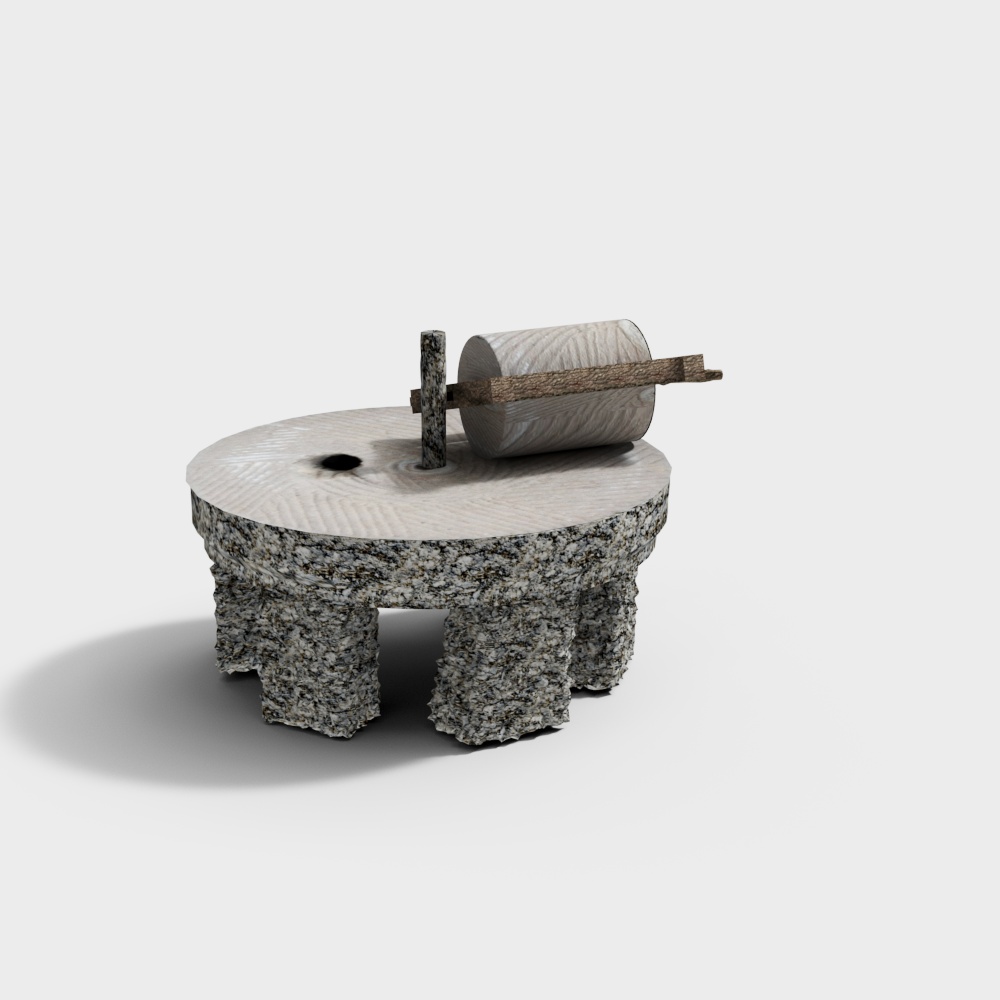 Detailed Traditional Stone Mill 3D model
