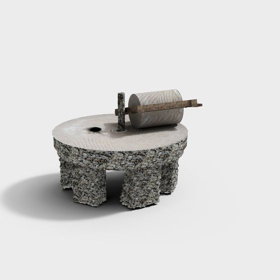 Detailed Traditional Stone Mill 3D model