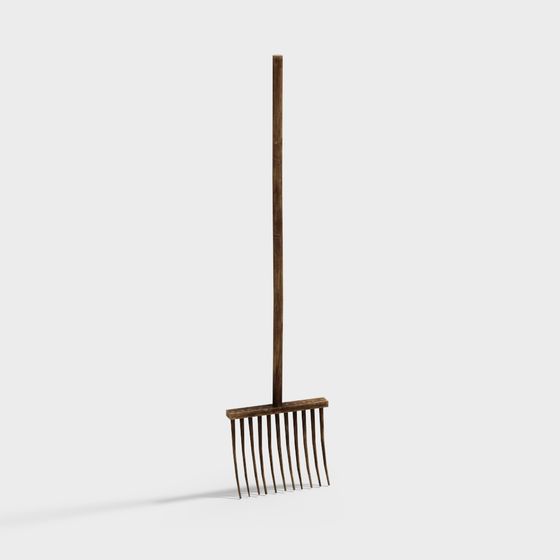 Charming Wooden Rake 3D model for Creative Projects