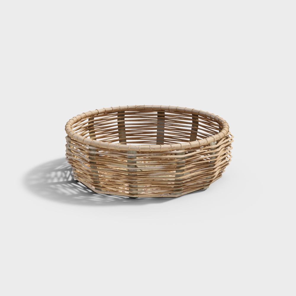 Handwoven Wicker Basket 3D Model