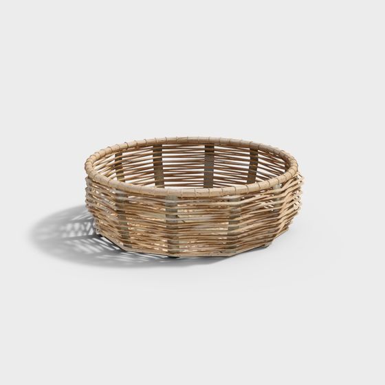 Handwoven Wicker Basket 3D Model