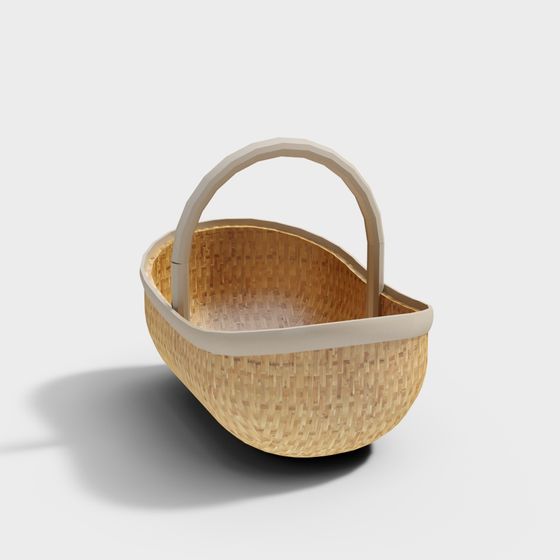 Low-Poly Woven Basket 3D Model