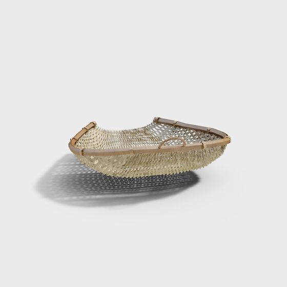Natural Toned Woven Basket 3D model for Creative Projects
