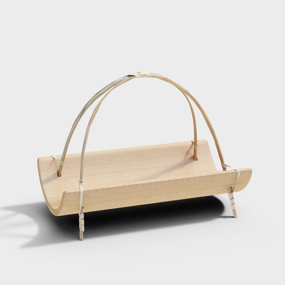 Chic Wooden Basket 3D model for Design Projects