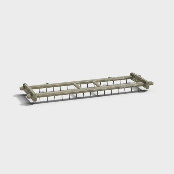 Vintage Wooden Rake 3D model