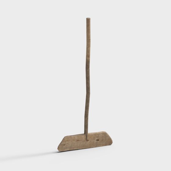 Vintage Wooden Broom 3D model