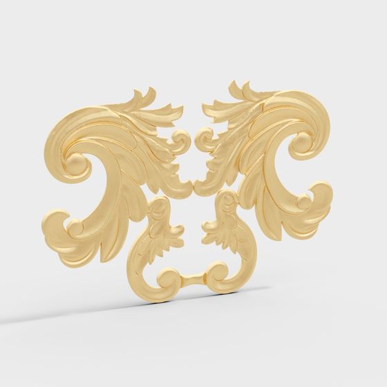 Baroque Style Low Poly Wall Sculpture 3D model