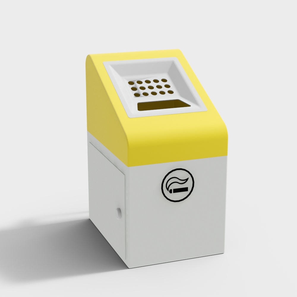 Extintor de humo amarillo montado en la pared de la sala de fumadores