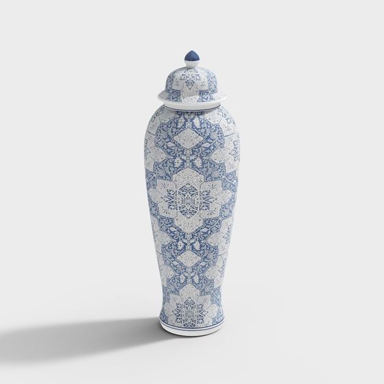 Blue and White Porcelain Jar 3D model