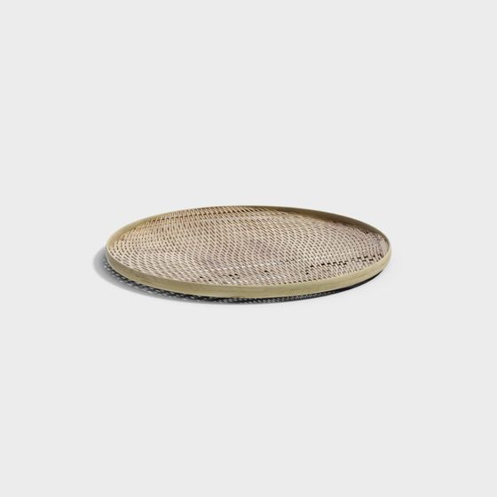 Elegant Round Woven Tray 3D model