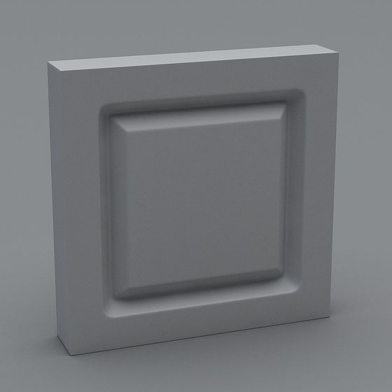 Sleek Low-Poly Square Decorative Panel 3D model