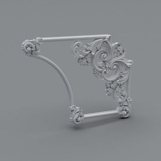 Elegant Low-Polygon Baroque Decorative Shelf 3D model