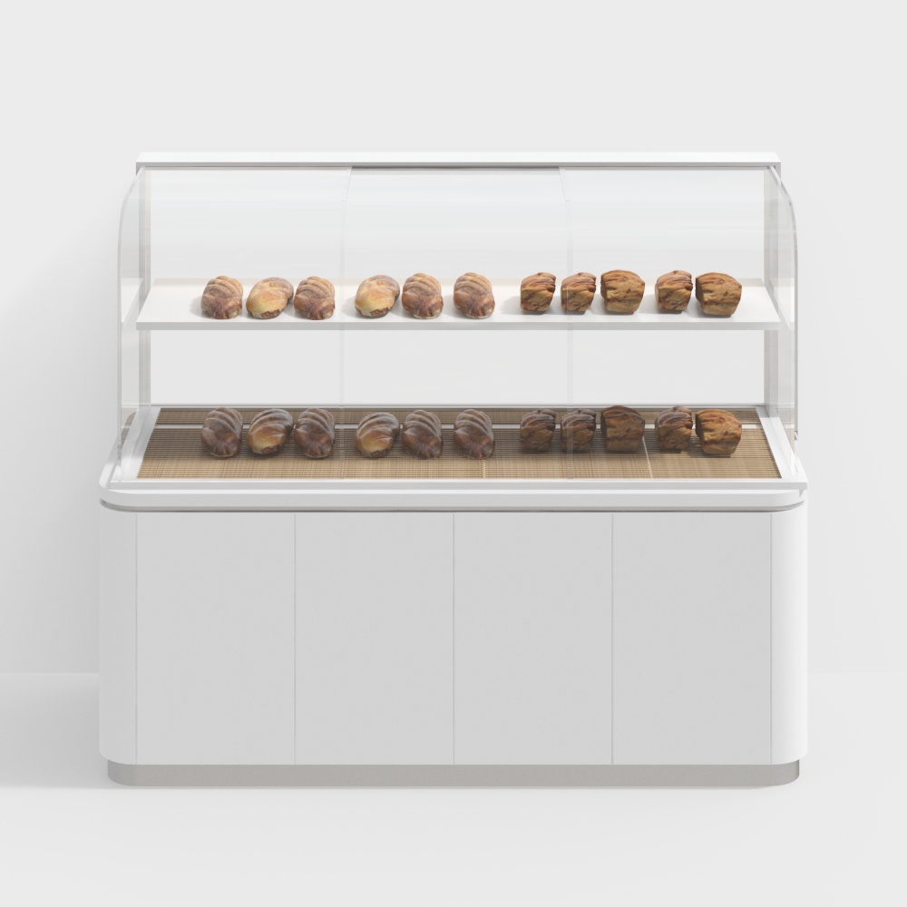 Elegant Low-Polygon Bread Display Cabinet 3D model
