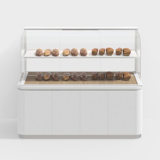 Elegant Low-Polygon Bread Display Cabinet 3D model