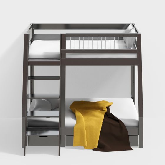 Elegant Modern Bunk Bed 3D model