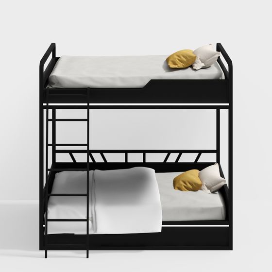 Modern Minimalist Double Bunk Bed 3D model