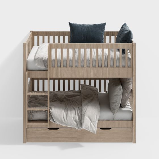 Minimalist Low-Poly Bunk Bed 3D model