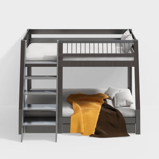 Modern Minimalist Double Bunk Bed 3D model