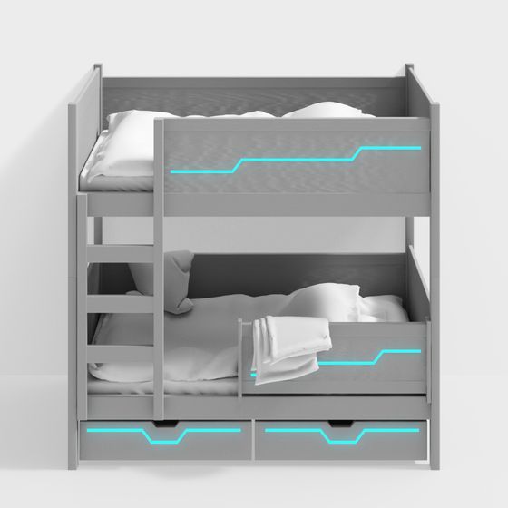Futuristic Bunk Bed 3D model with LED Lights