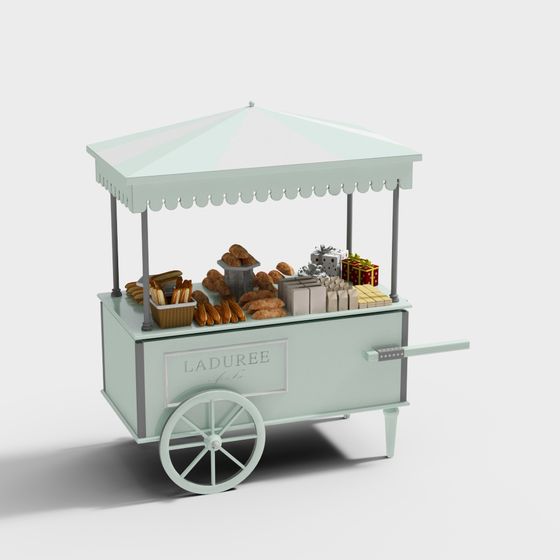 Vintage Dessert Cart 3D model for Creative Projects