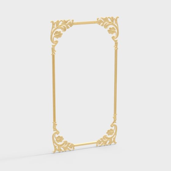 Elegant Golden Frame 3D model Inspired by Baroque Art