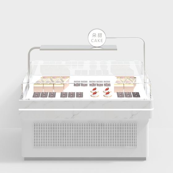 Elegant Cake Display Case 3D Model – Marble & Glass