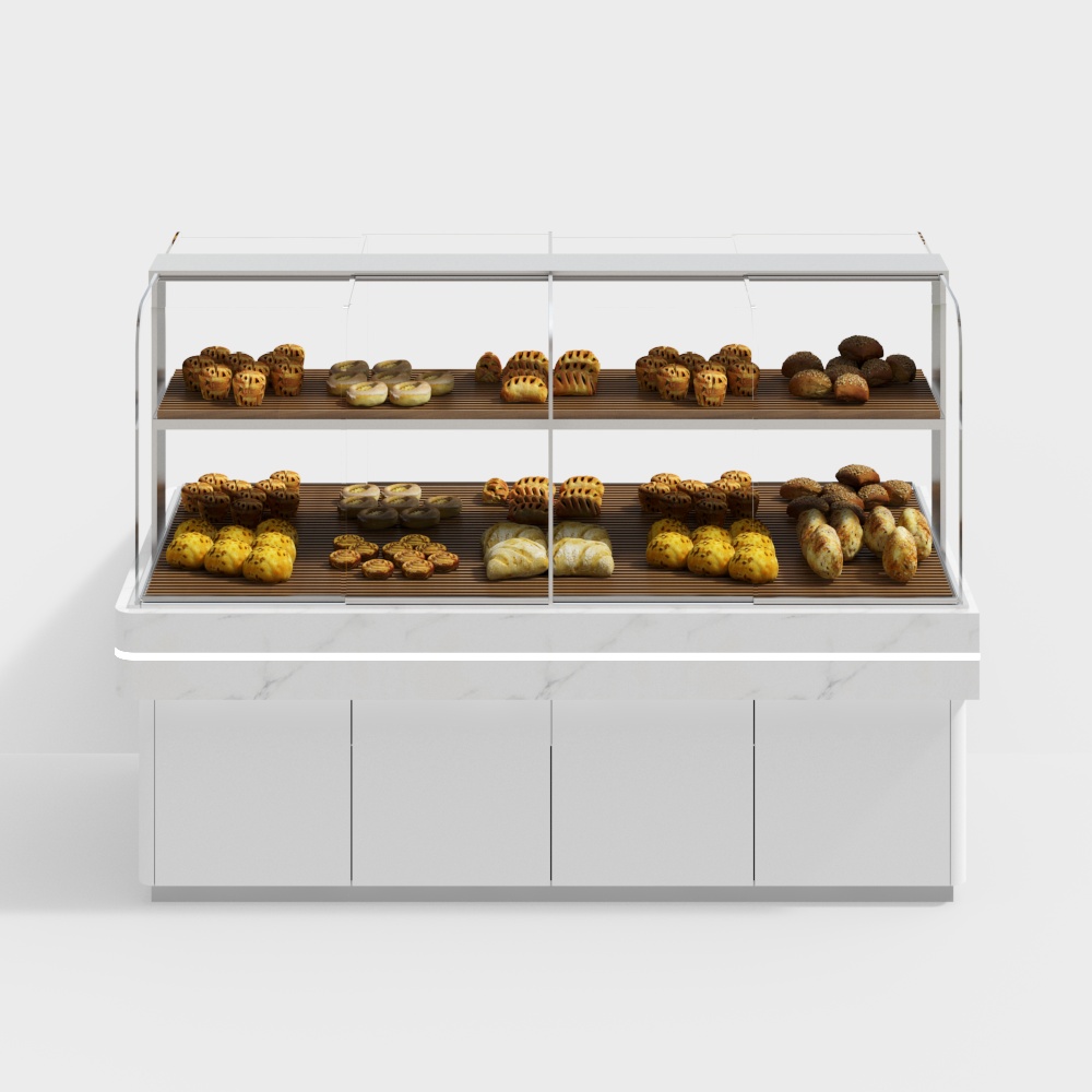 Realistic Bread Display Cabinet 3D model