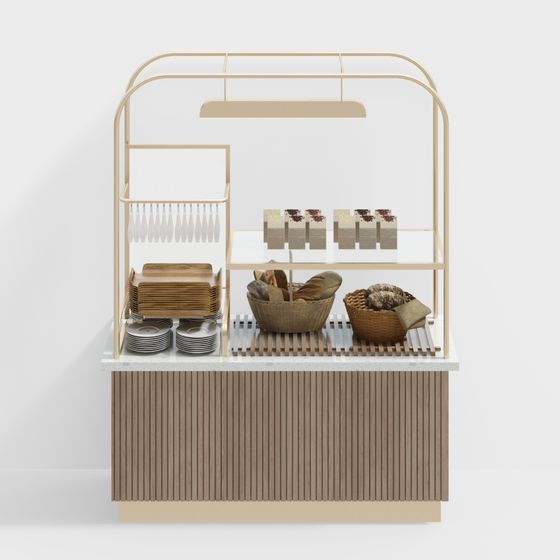 Elegant Bread Display Cabinet 3D model