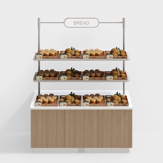Elegant Low-Poly Bread Display Rack 3D model