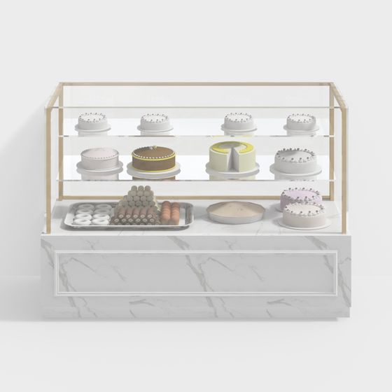 Elegant Low Poly Dessert Display Cabinet 3D model