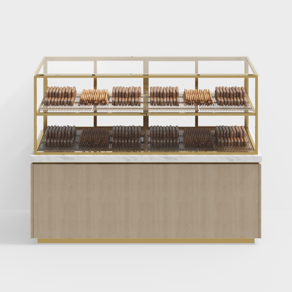 Futuristic Minimalist Display Cabinet – Wood & Marble Detail