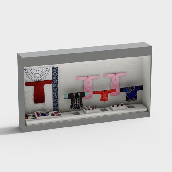 Traditional Dress Display Cabinet 3D model