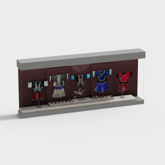Traditional Chinese Garments Exhibit Case 3D model