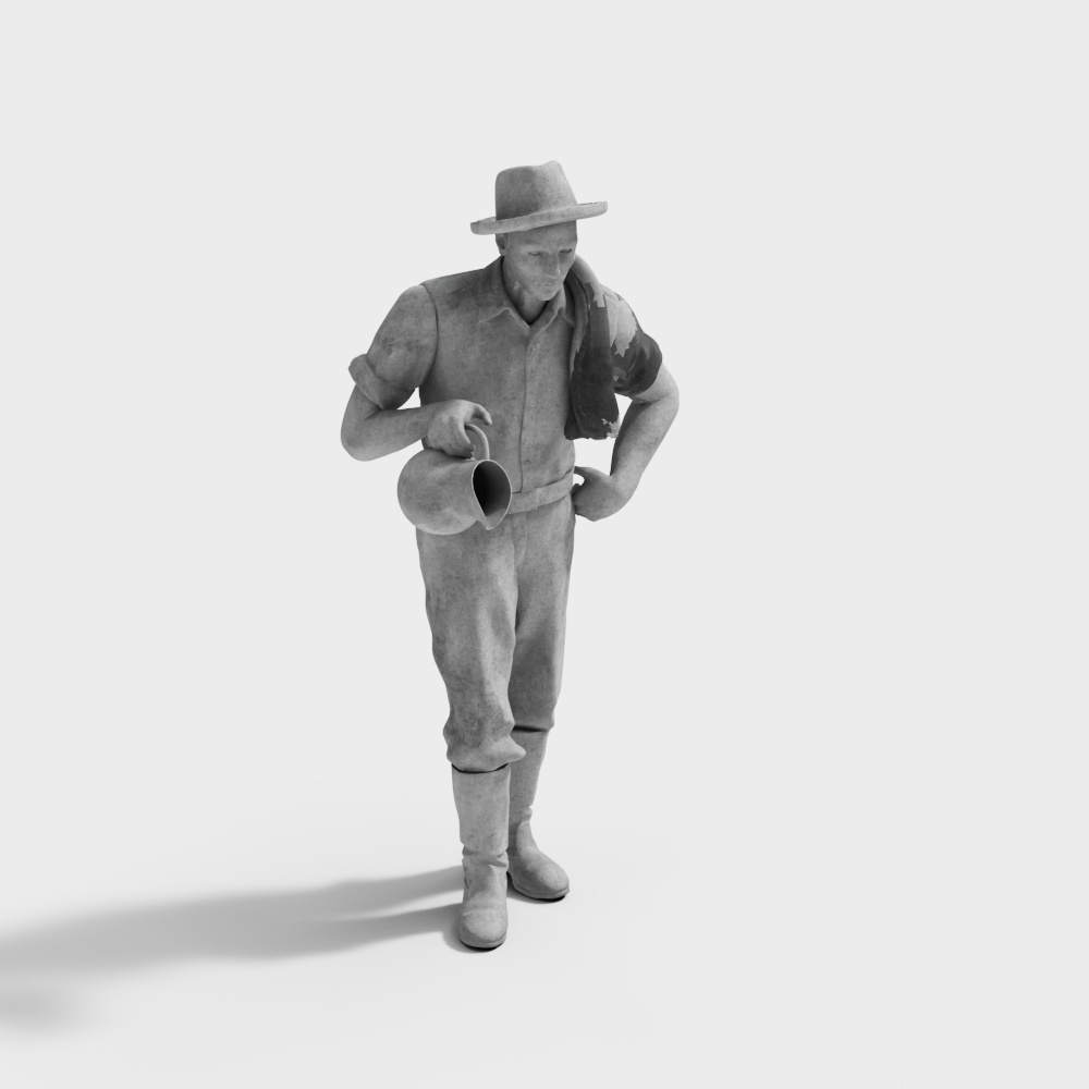 Vintage Farmer 3D model with Low Polygon Design