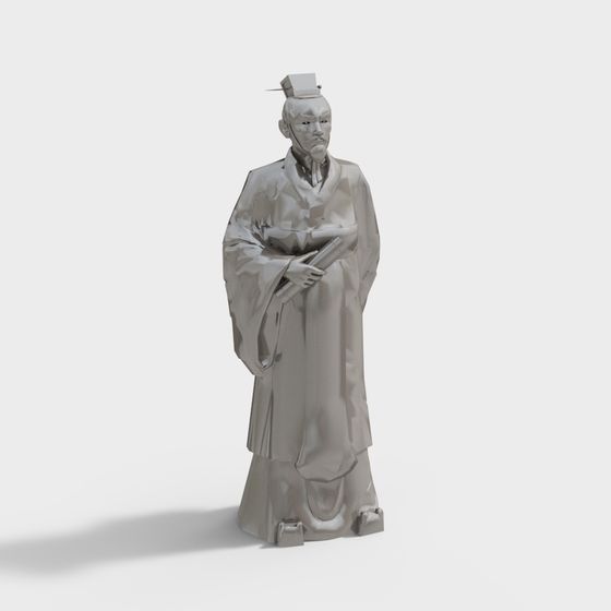 Ancient Scholar Low Poly 3D model for Creative Projects