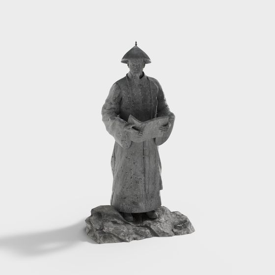 Traditional Robed Scholar 3D Model for Creative Projects