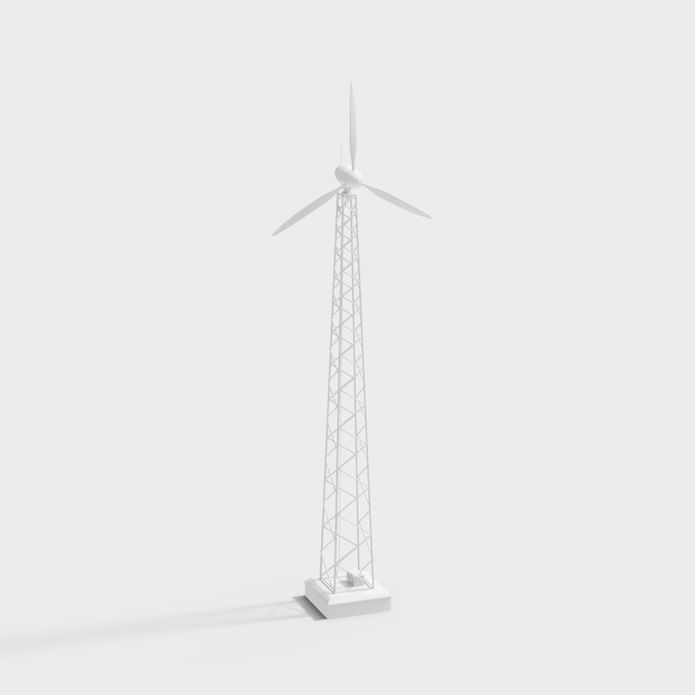 Futuristic Low-Poly Wind Turbine 3D Model