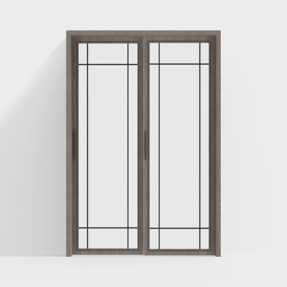 Stylish Glass Wood Door 3D model