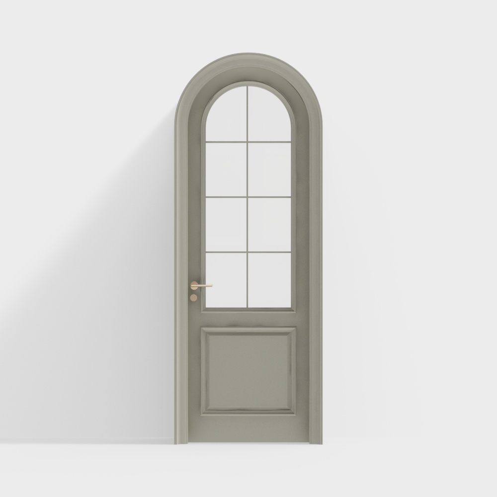French arched single open glass door